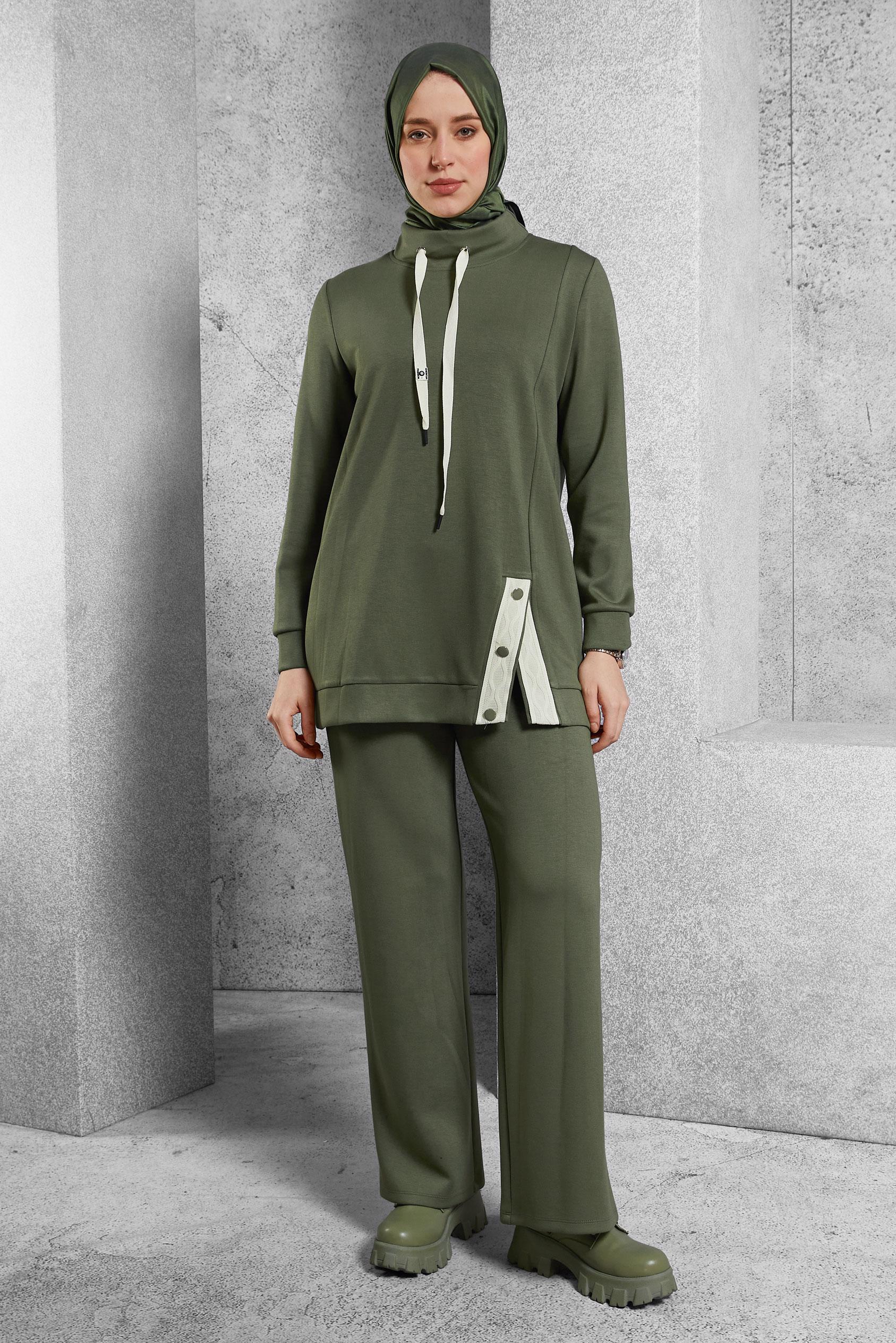 Tesettür giyim HAKİ PANTOLONLU EŞOFMAN TAKIM 45055
