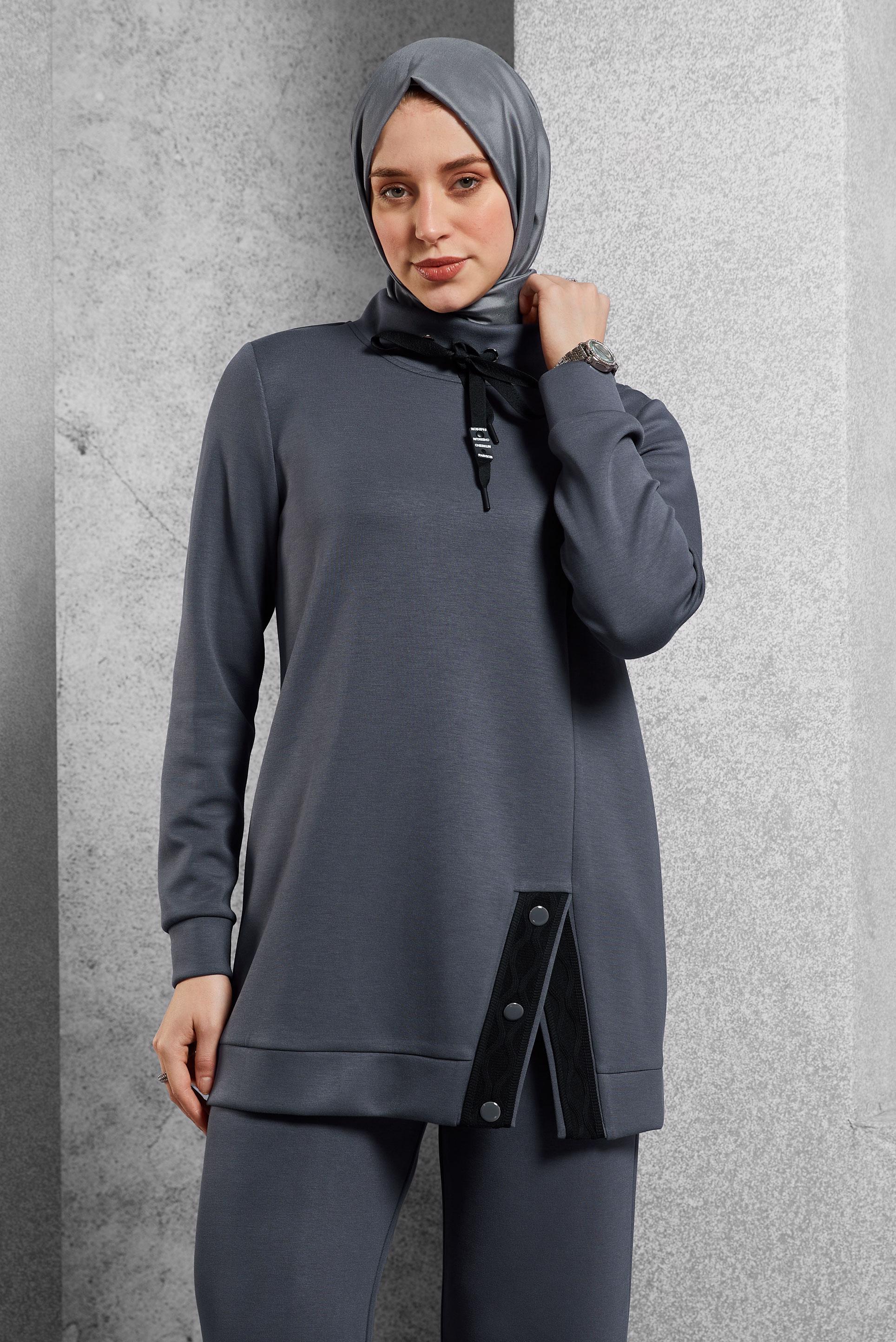 Vêtements hijab GRIS ENSEMBLE SURVÊTEMENT AVEC PANTALON 45055 