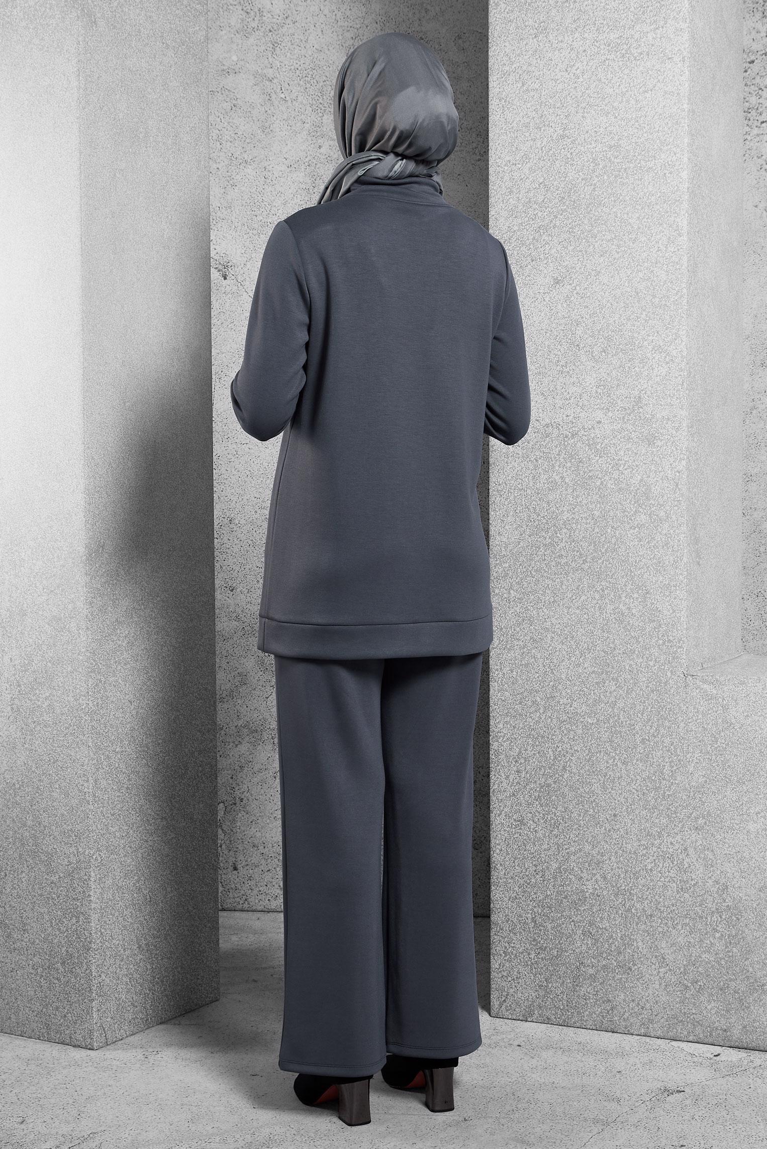 Vêtements hijab GRIS ENSEMBLE SURVÊTEMENT AVEC PANTALON 45055 