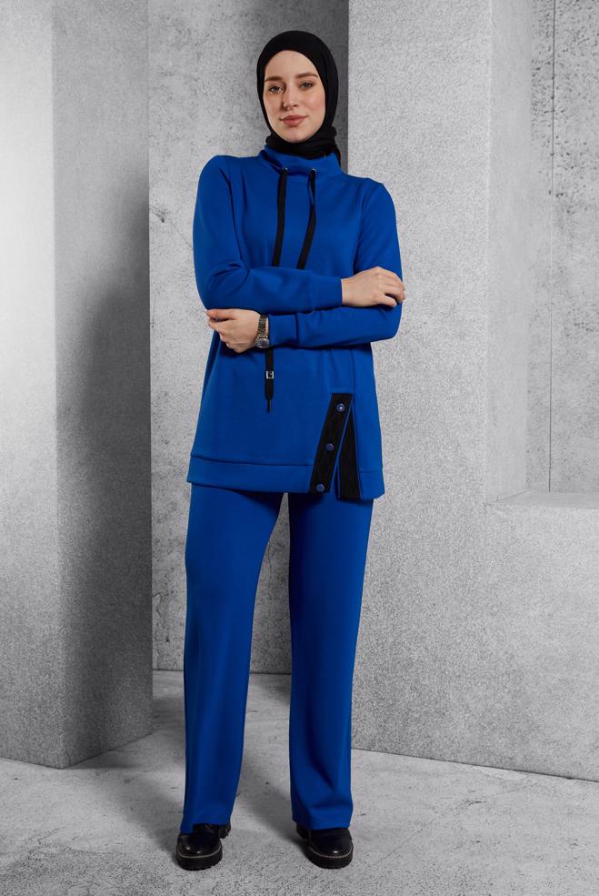 Vêtements hijab BLEU MARINE ENSEMBLE SURVÊTEMENT AVEC PANTALON 45055  - ALVİNA