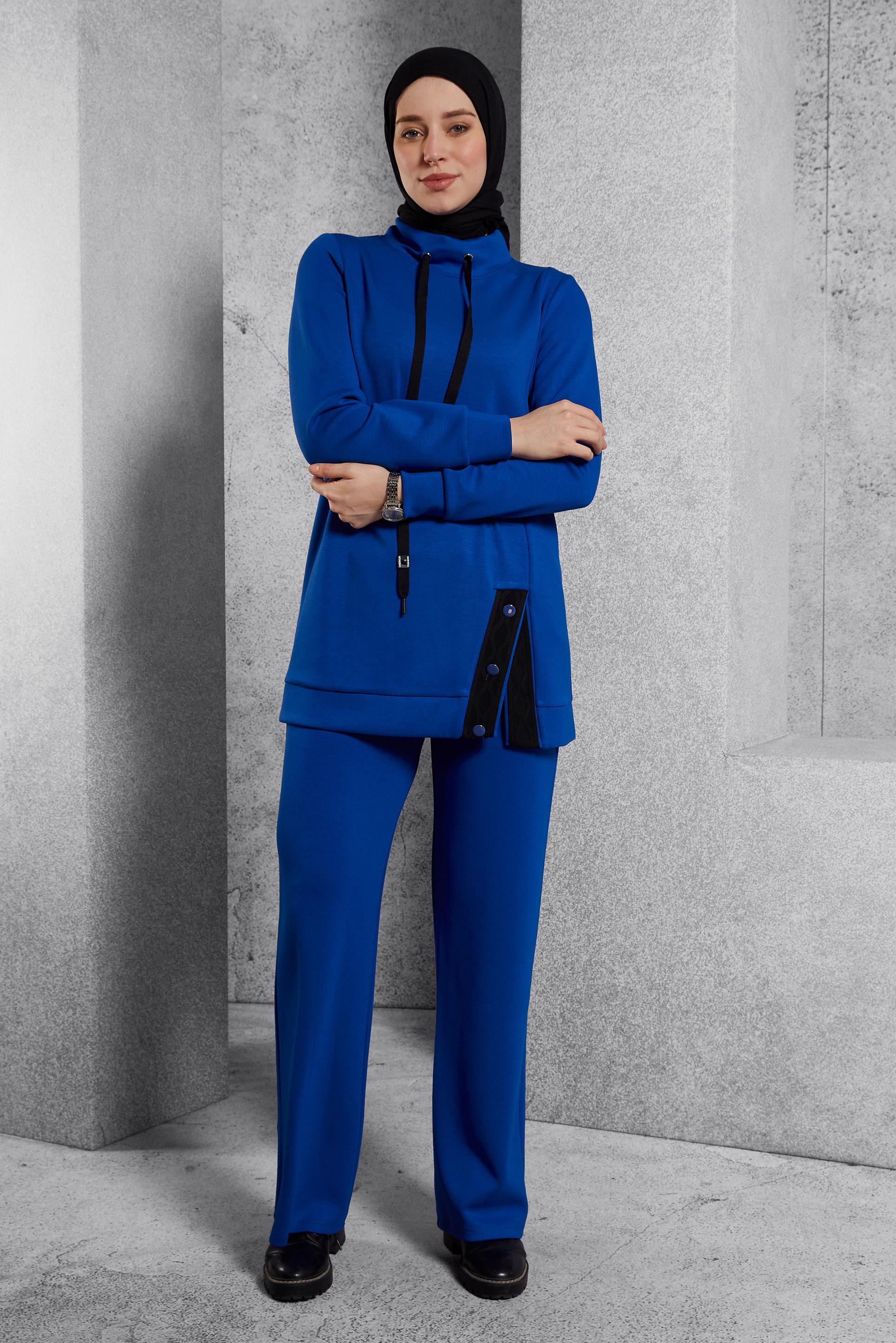 Vêtements hijab BLEU MARINE ENSEMBLE SURVÊTEMENT AVEC PANTALON 45055 