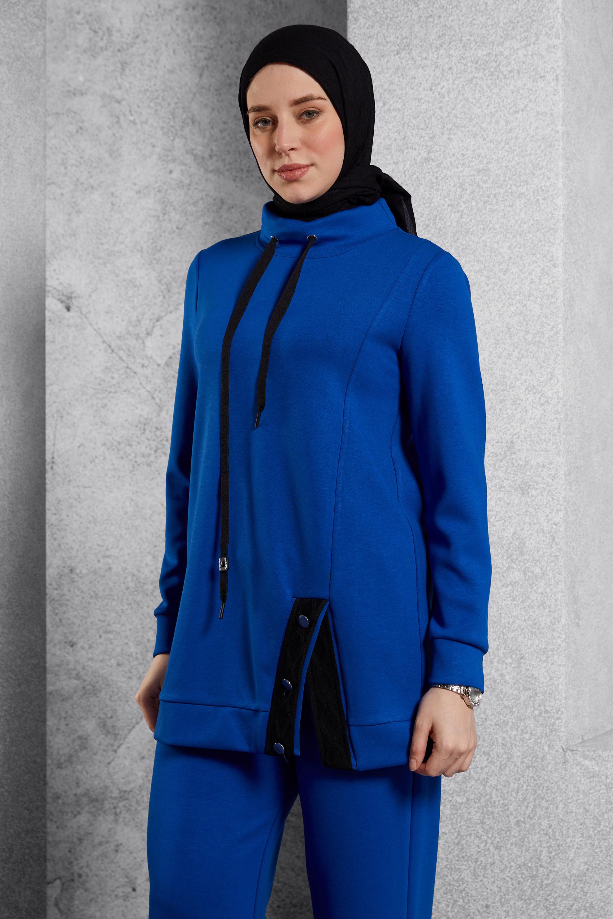Vêtements hijab BLEU MARINE ENSEMBLE SURVÊTEMENT AVEC PANTALON 45055 