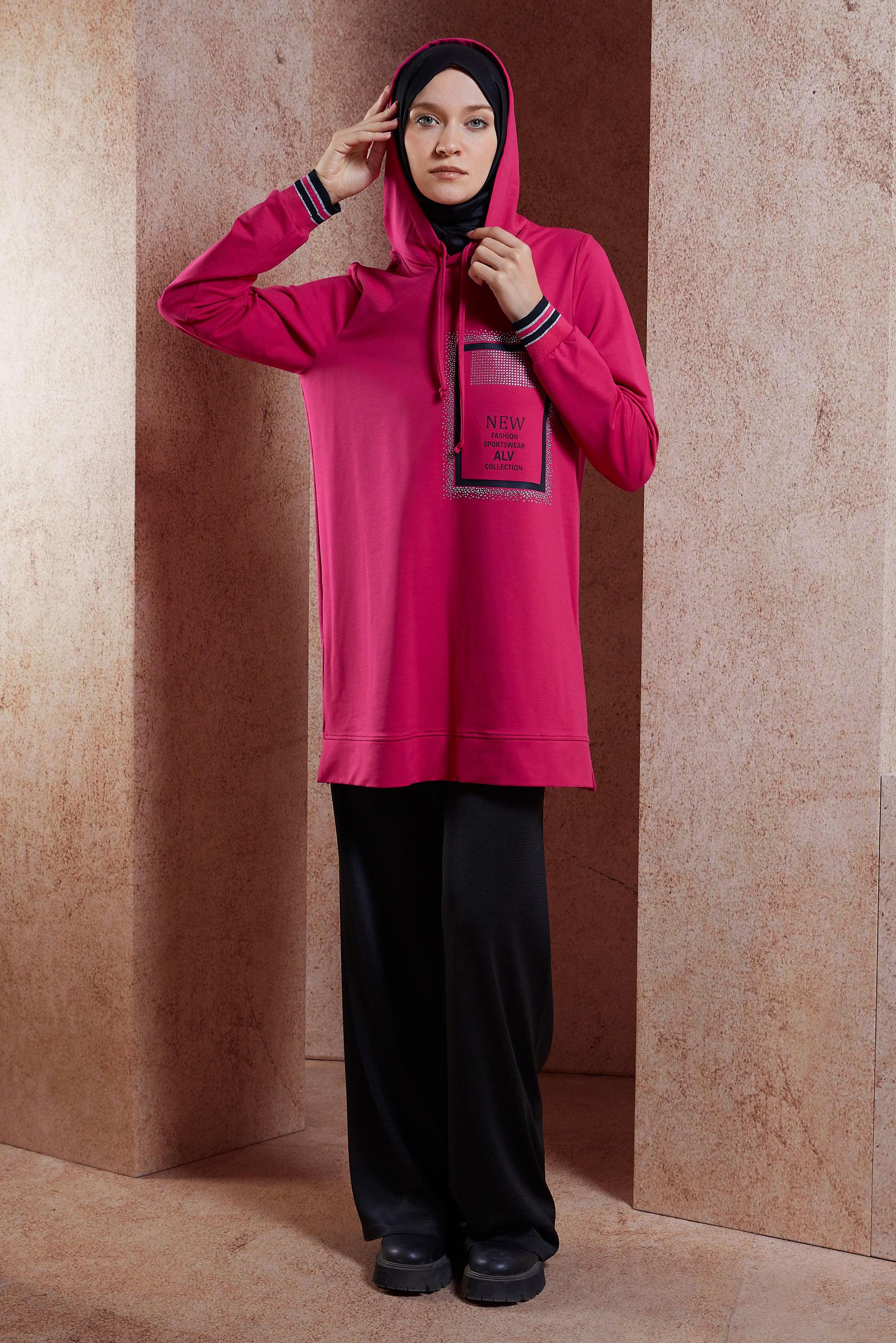 Hijab clothing FUCHSIA PRINTED TRACKSUIT TUNIC 45056