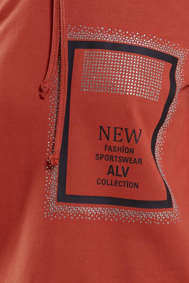 Vêtements hijab ORANGE TUNIQUE DE SURVÊTEMENT IMPRIMÉE 45056 - ALVİNA