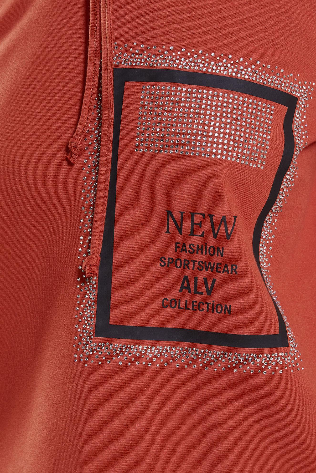 Tesettür giyim TURUNCU YAZI BASKILI EŞOFMAN TUNİK 45056