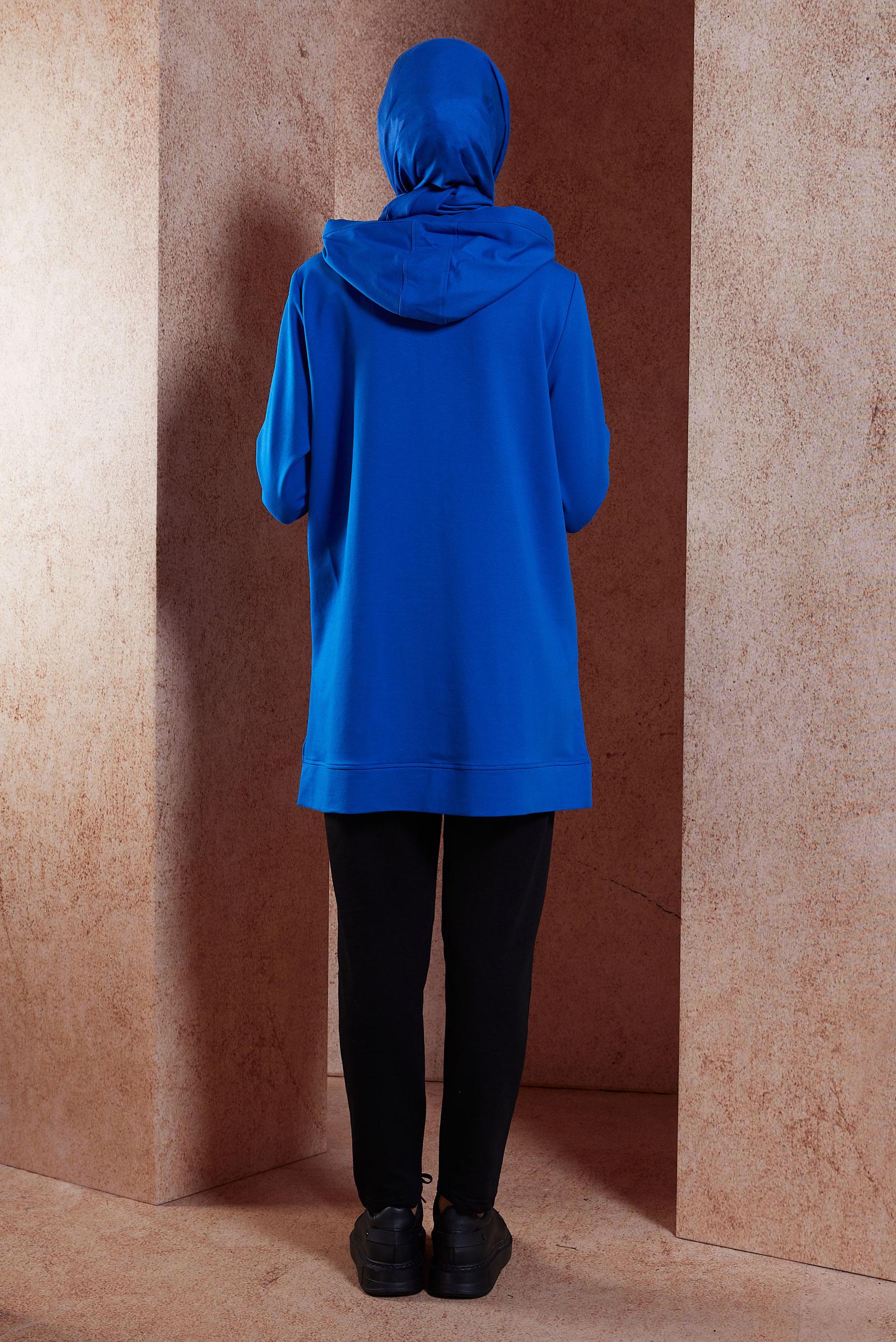 Tesettür giyim LACİVERT YAZI BASKILI EŞOFMAN TUNİK 45056