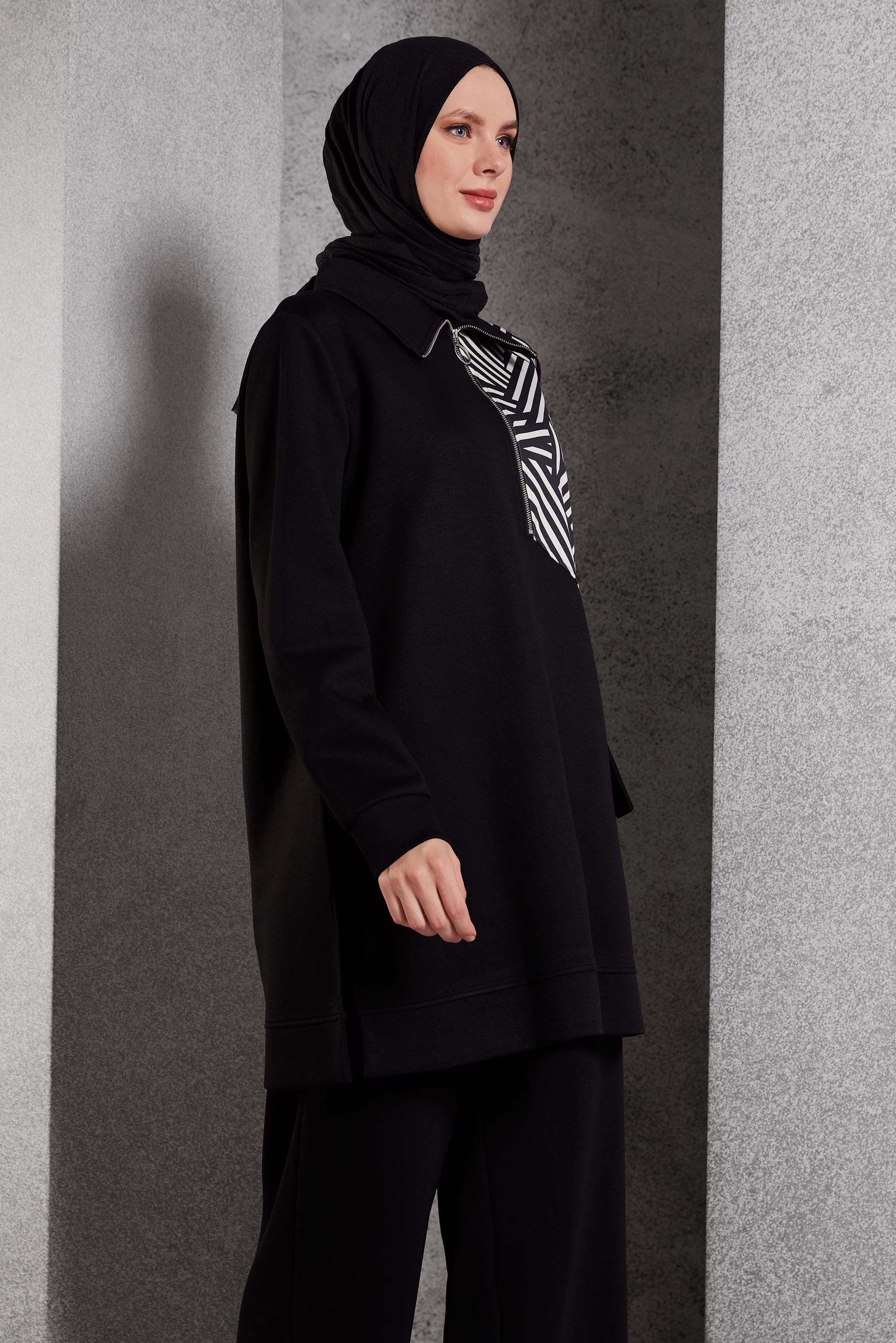 Tesettür giyim SİYAH PANTOLONLU EŞOFMAN TAKIM 45064