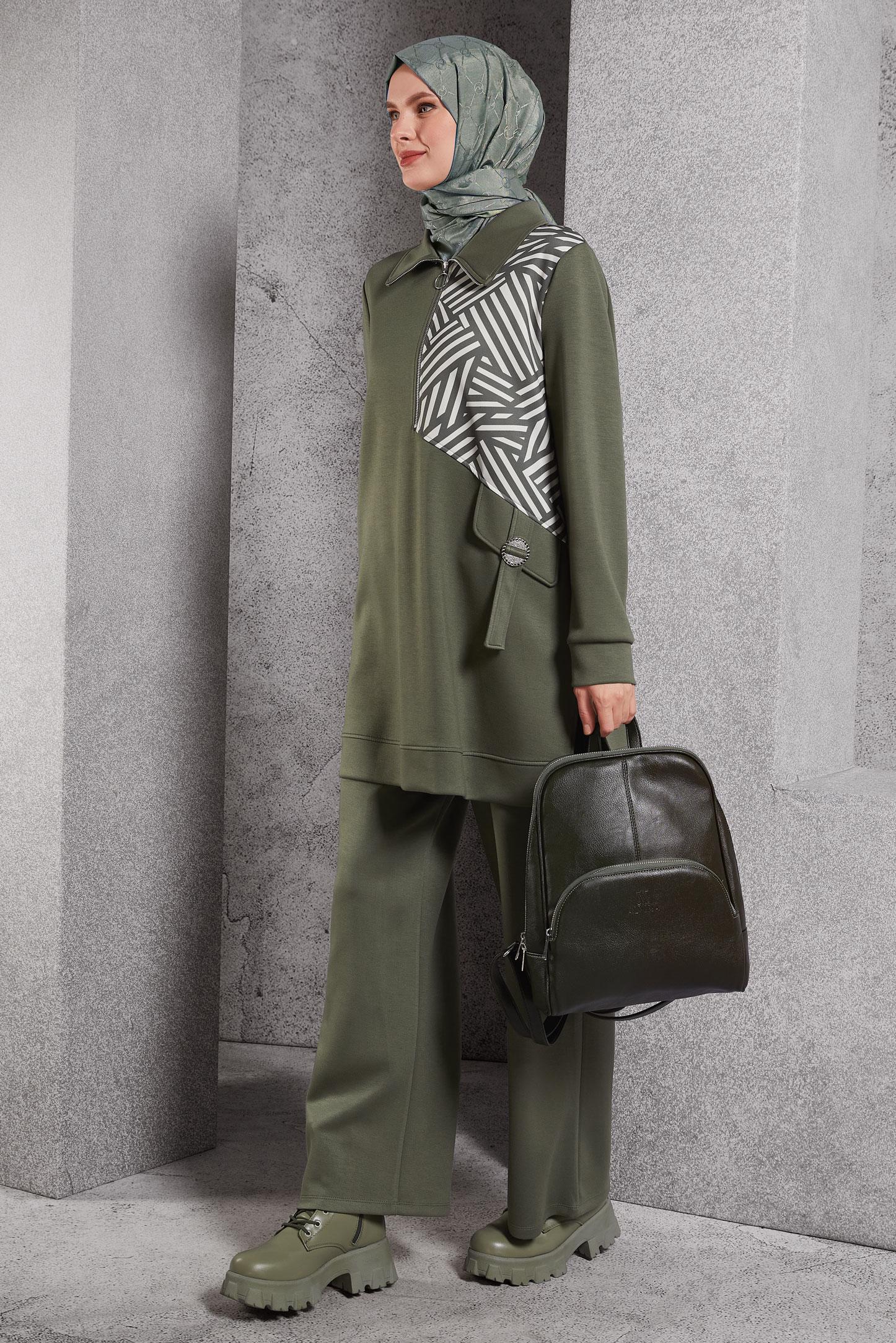 Hijab clothing KHAKI TRACKSUIT SET WITH PANTS 45064