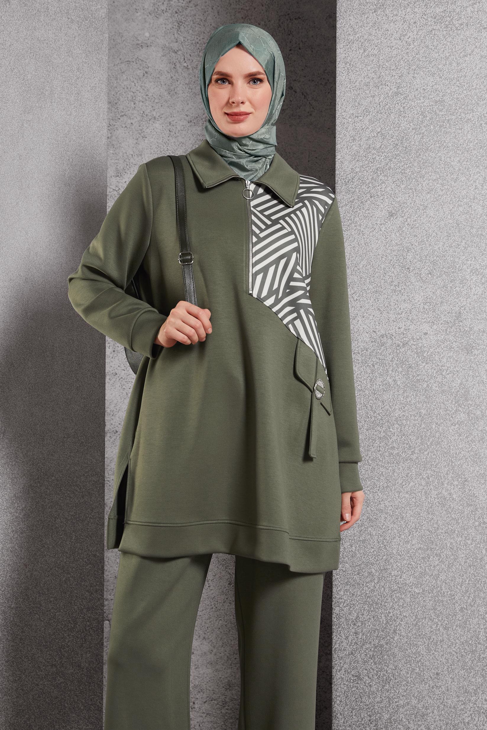 Hijab clothing KHAKI TRACKSUIT SET WITH PANTS 45064