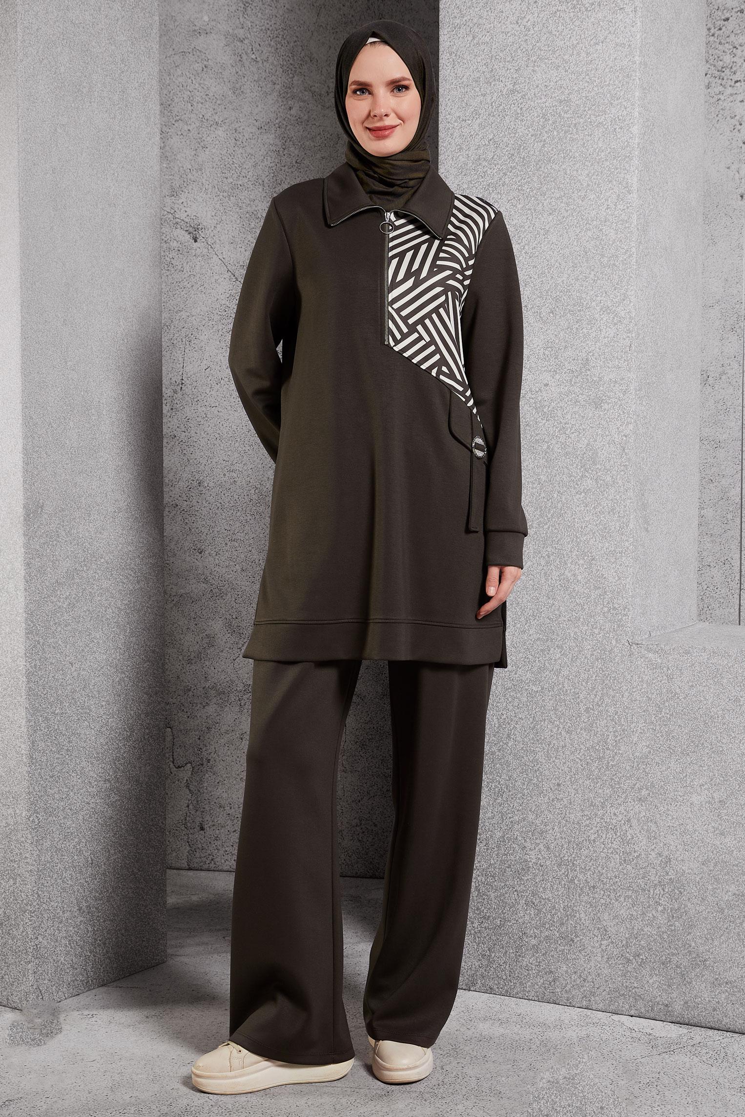 Vêtements hijab BRUN ENSEMBLE SURVÊTEMENT AVEC PANTALON 45064