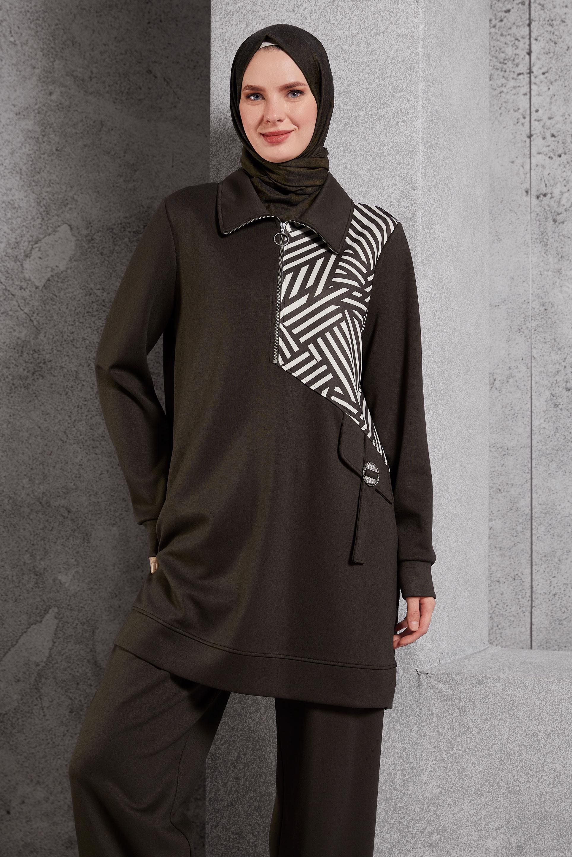 Vêtements hijab BRUN ENSEMBLE SURVÊTEMENT AVEC PANTALON 45064