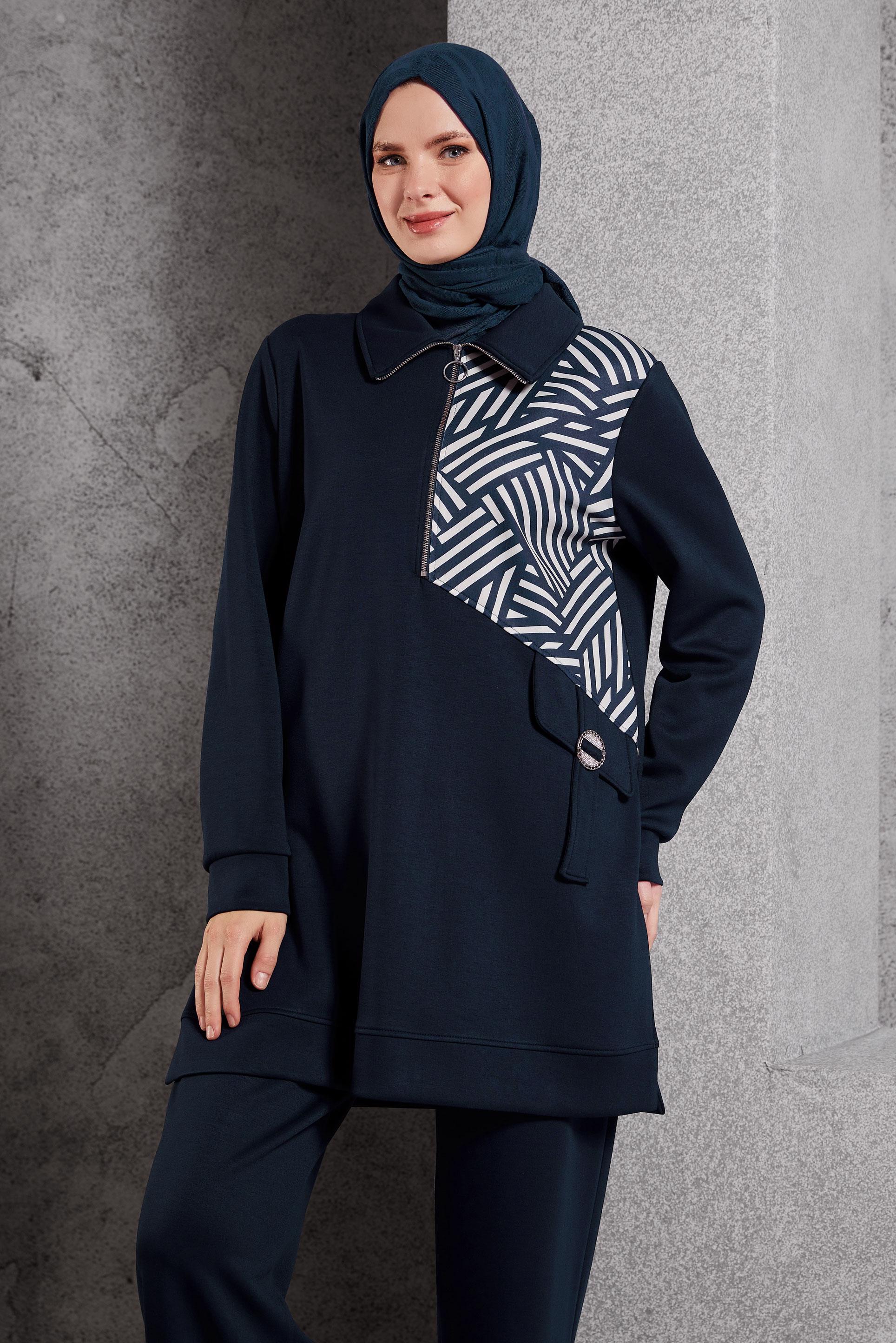 Tesettür giyim LACİVERT PANTOLONLU EŞOFMAN TAKIM 45064