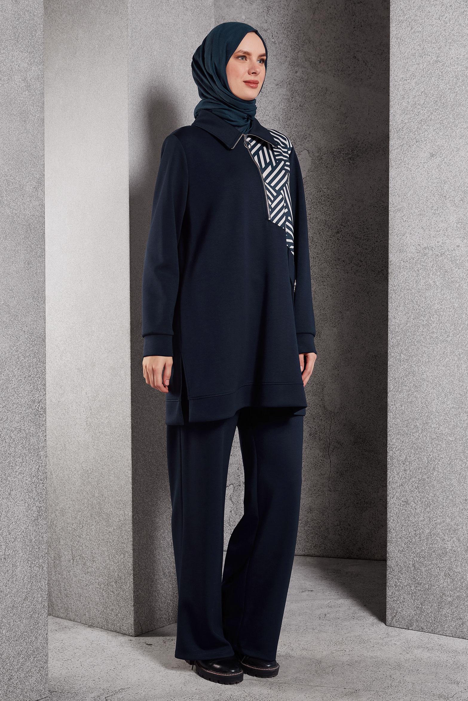 Tesettür giyim LACİVERT PANTOLONLU EŞOFMAN TAKIM 45064