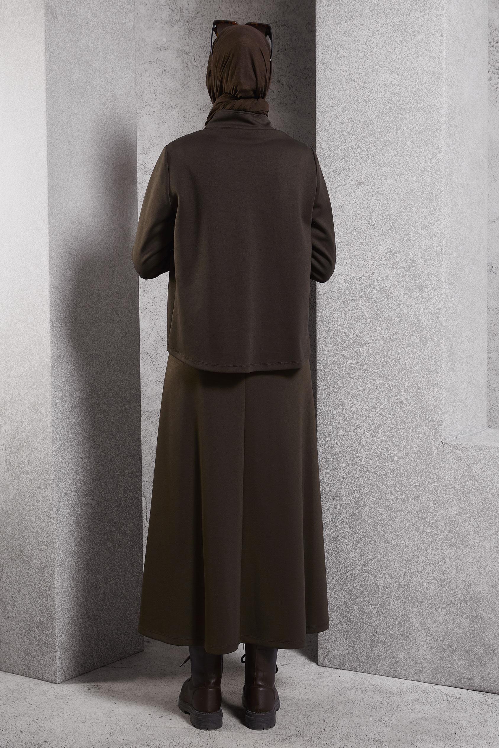 Vêtements hijab BRUN ENSEMBLE DE SURVÊTEMENT À JUPE 45066
