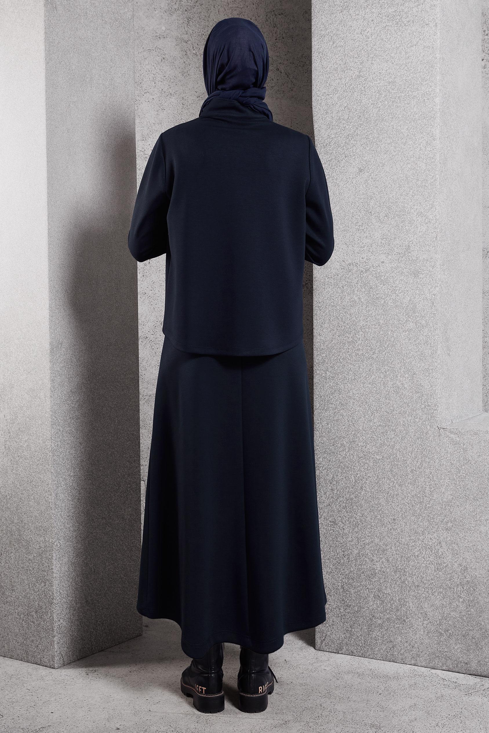 Vêtements hijab BLEU MARINE ENSEMBLE DE SURVÊTEMENT À JUPE 45066