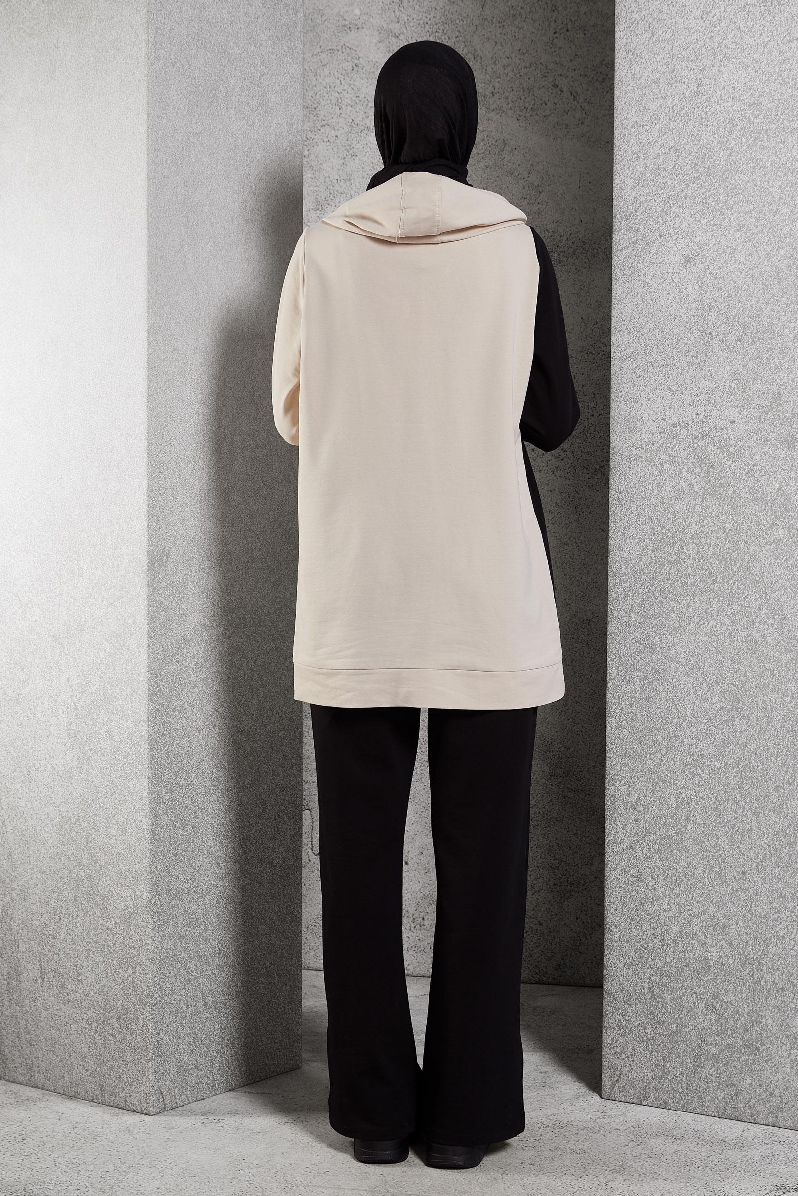 Tesettür giyim SİYAH İKİ RENKLİ PANTOLONLU EŞOFMAN TAKIMI 45095