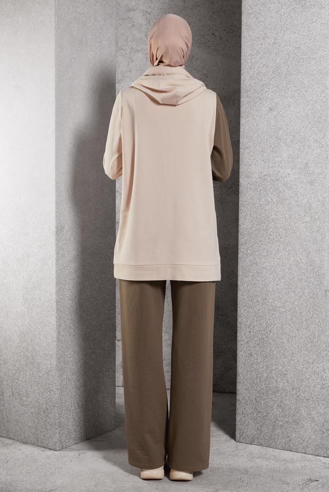 Vêtements hijab BRUN ENSEMBLE DE SURVÊTEMENT BICOLORE 45095 - ALVİNA