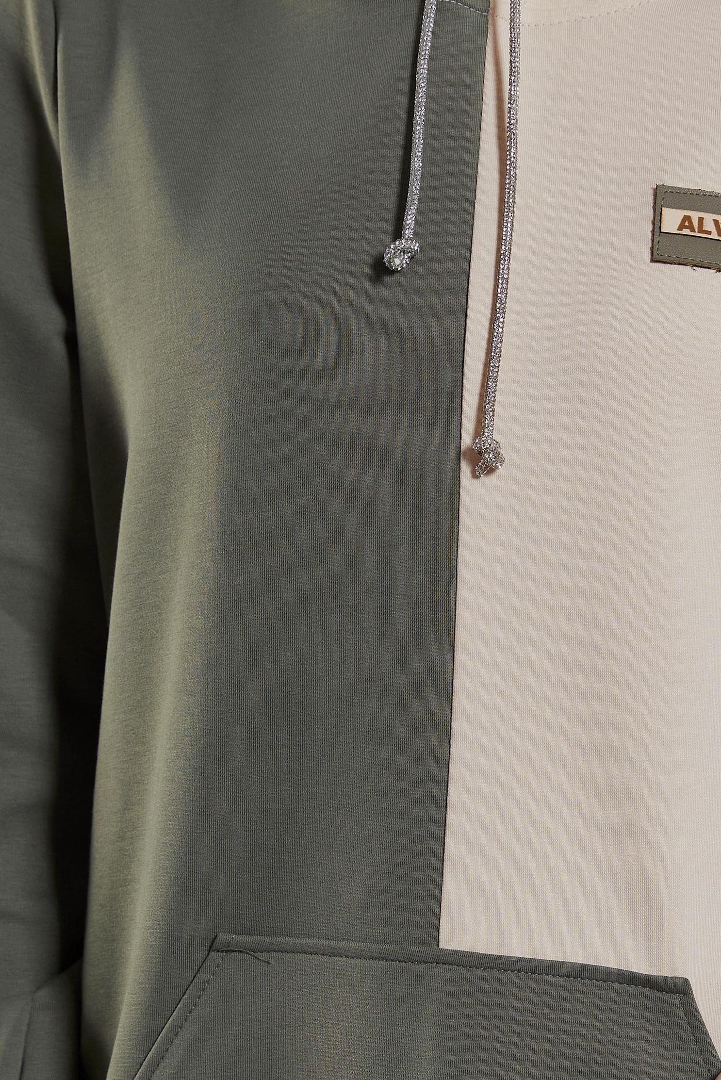 Tesettür giyim YEŞİL İKİ RENKLİ PANTOLONLU EŞOFMAN TAKIMI 45095