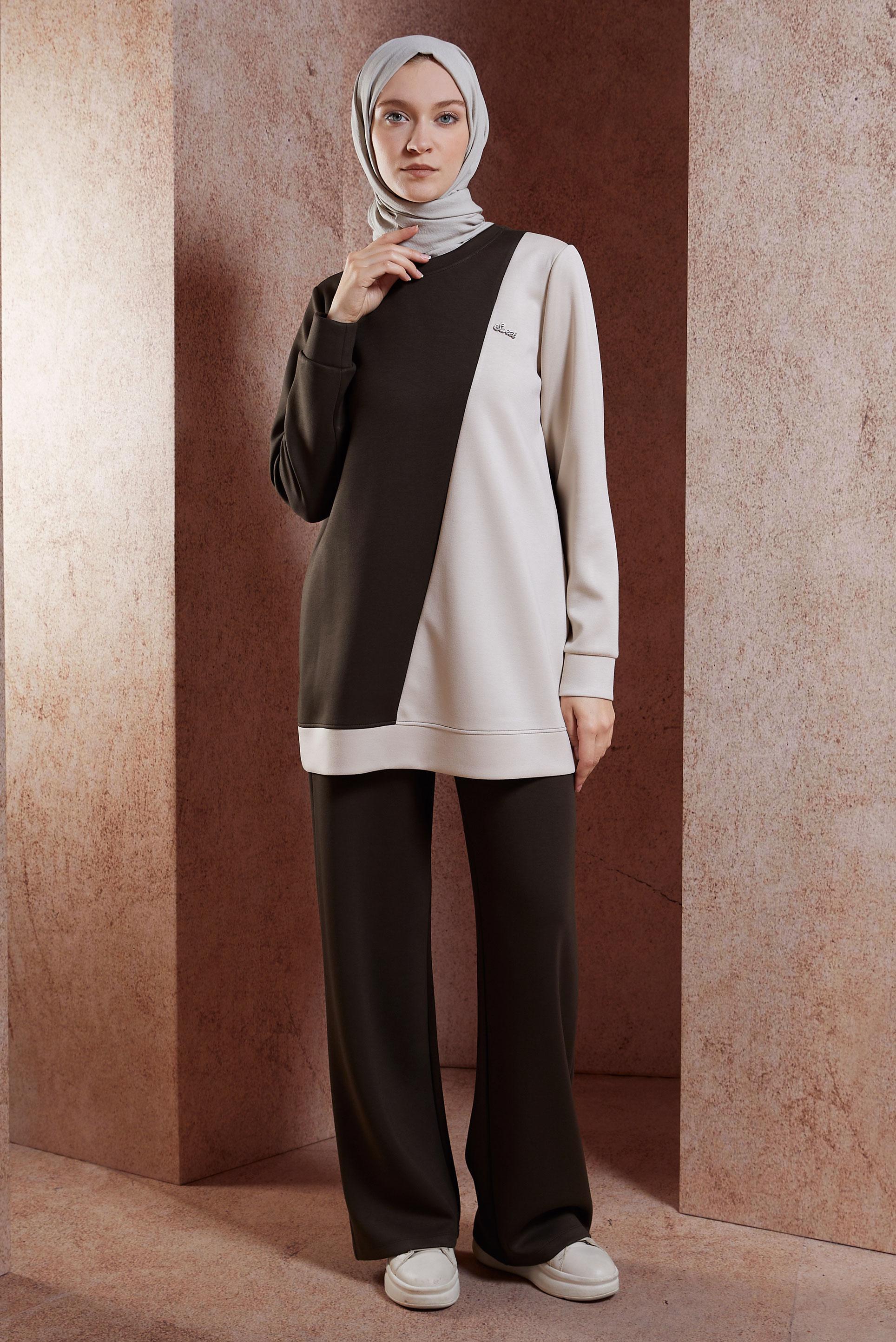 Vêtements hijab BRUN ENSEMBLE DE SURVÊTEMENT COLORÉ 45096