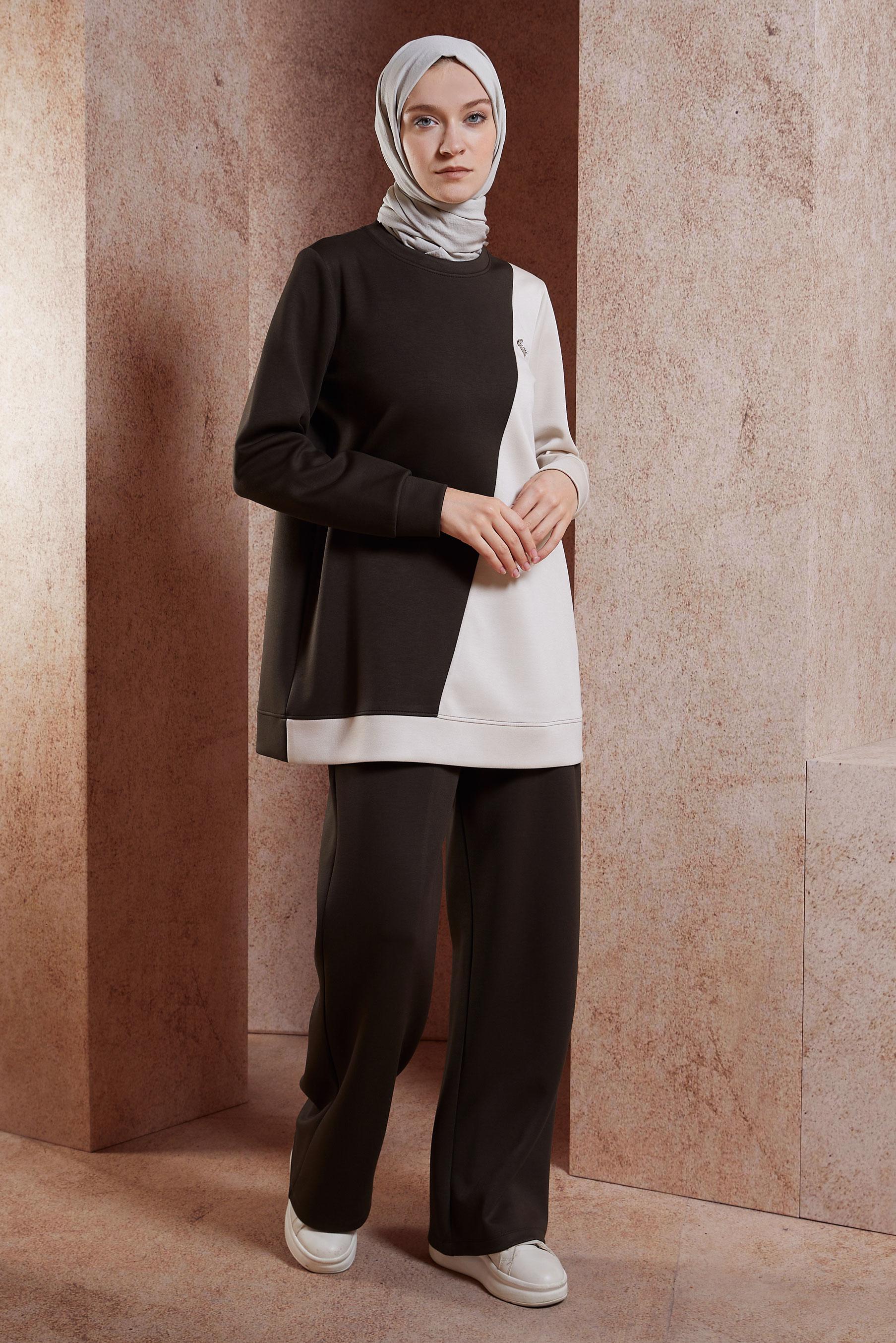 Vêtements hijab BRUN ENSEMBLE DE SURVÊTEMENT COLORÉ 45096