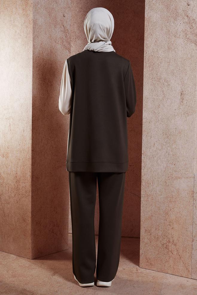 Hijab clothing BROWN COLORED TRACKSUIT SET 45096 - ALVİNA