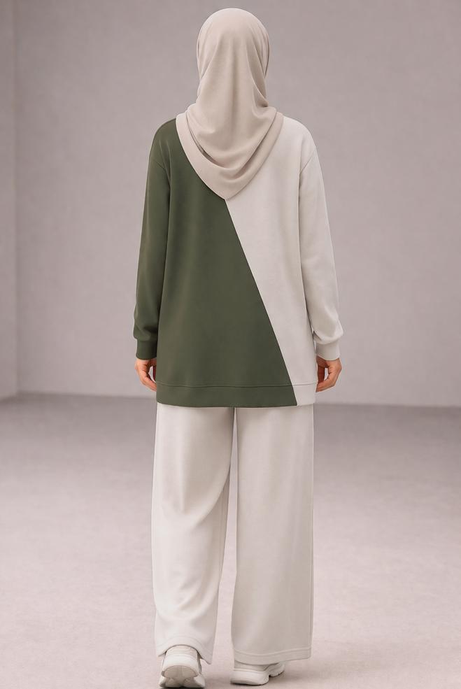 Hijab clothing BEIGE COLORED TRACKSUIT SET 45096 - ALVİNA