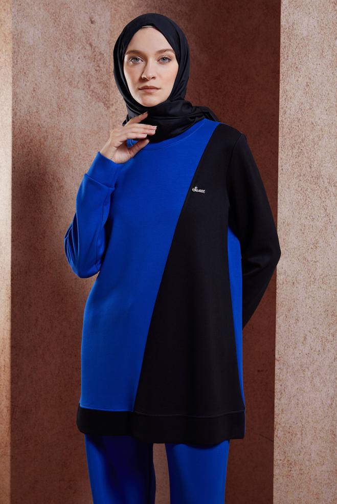 Vêtements hijab BLEU MARINE ENSEMBLE DE SURVÊTEMENT COLORÉ 45096 - ALVİNA