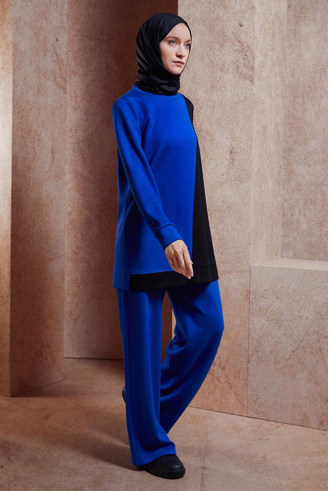 Vêtements hijab BLEU MARINE ENSEMBLE DE SURVÊTEMENT COLORÉ 45096 - ALVİNA
