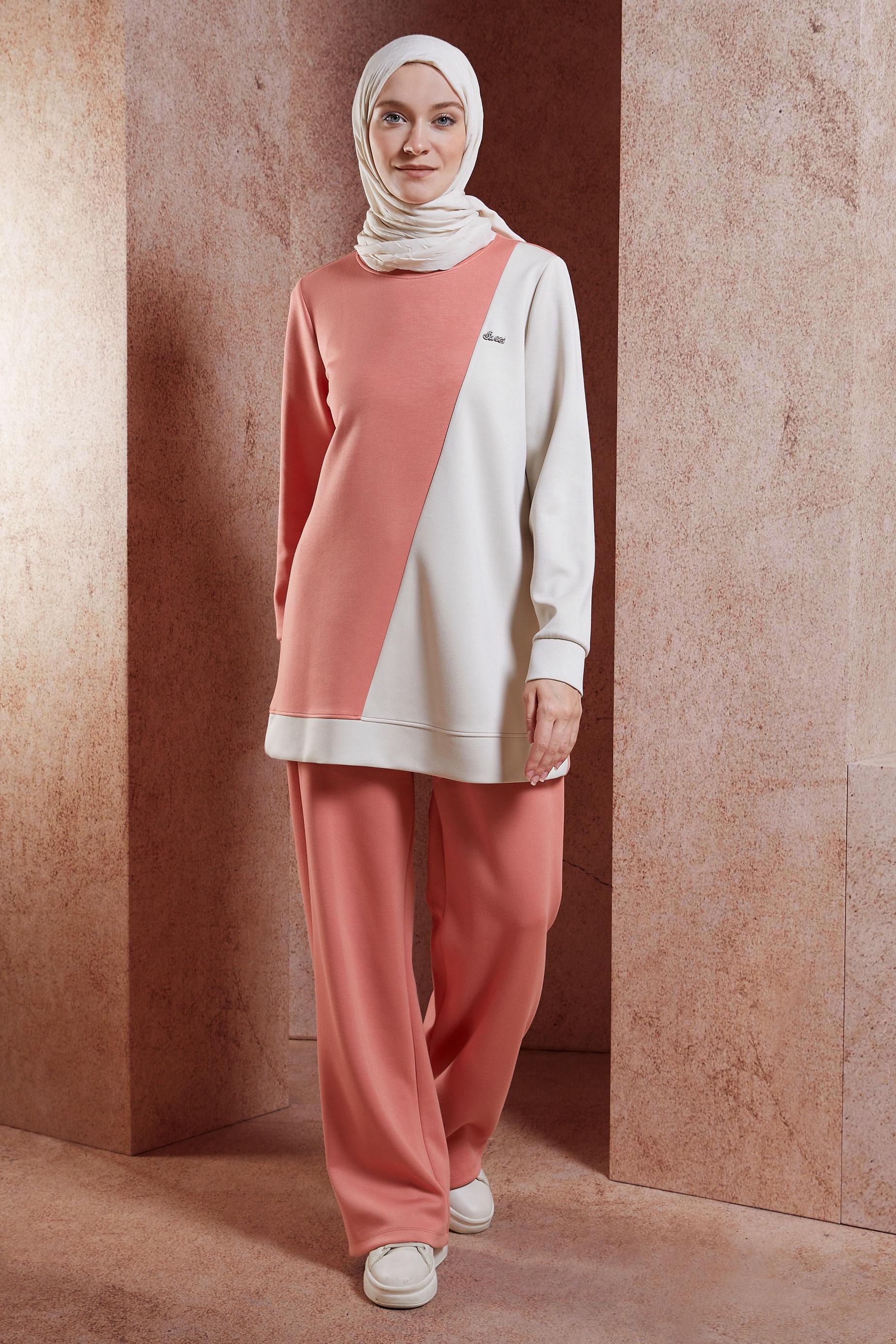 Tesettür giyim PUDRA PANTOLONLU EŞOFMAN TAKIM 45096