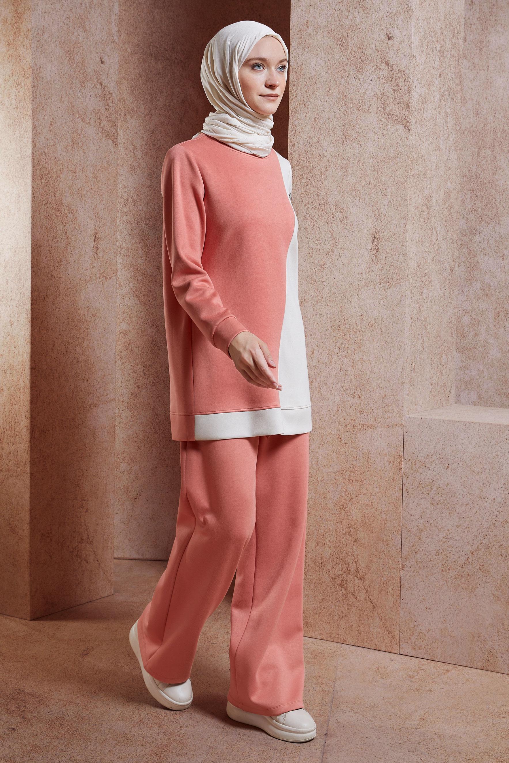 Tesettür giyim PUDRA PANTOLONLU EŞOFMAN TAKIM 45096