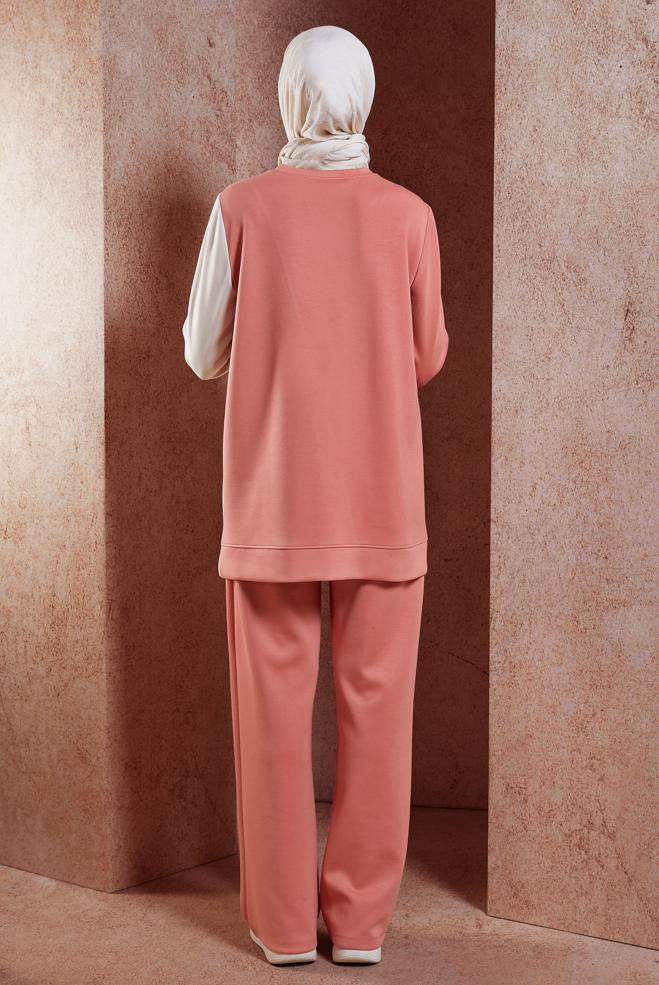 Tesettür giyim PUDRA PANTOLONLU EŞOFMAN TAKIM 45096 - ALVİNA