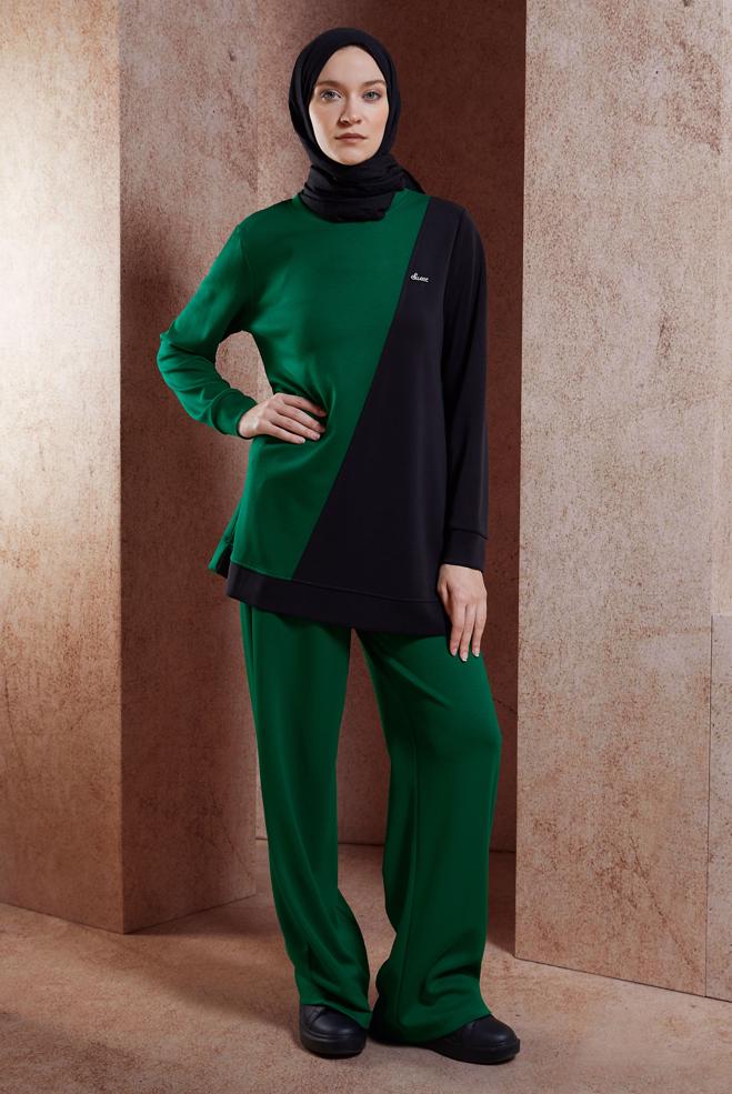 Vêtements hijab VERT ENSEMBLE DE SURVÊTEMENT COLORÉ 45096 - ALVİNA