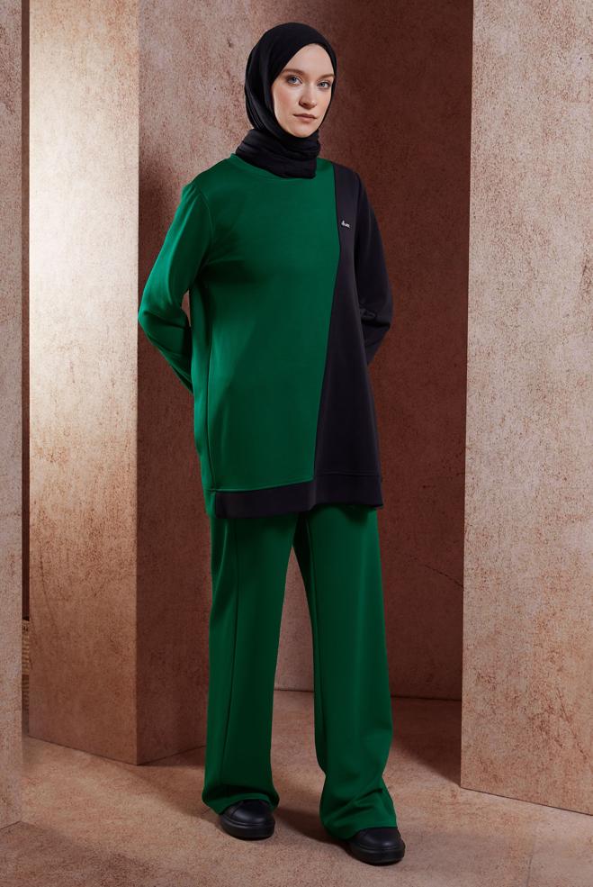 Vêtements hijab VERT ENSEMBLE DE SURVÊTEMENT COLORÉ 45096 - ALVİNA