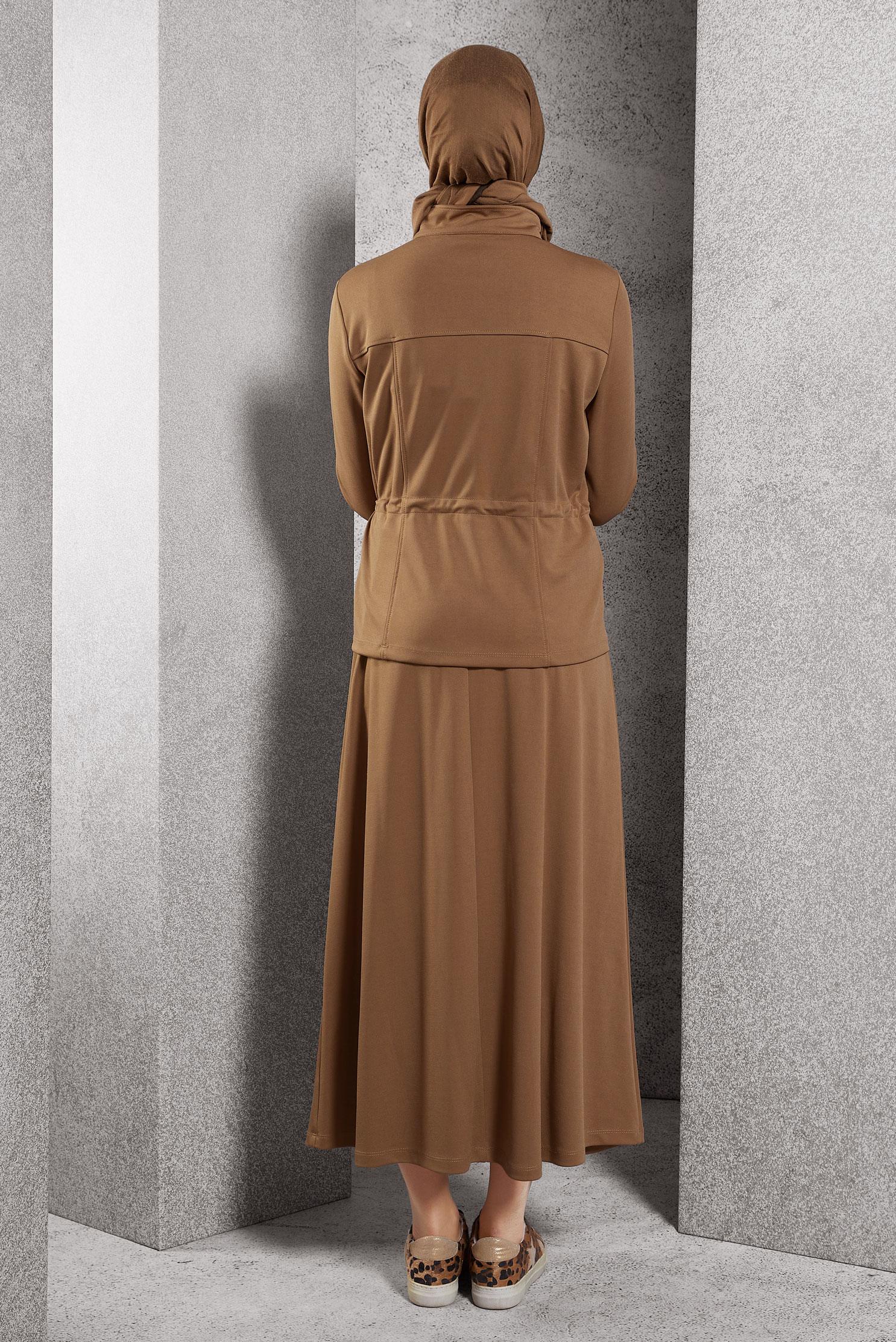 Vêtements hijab BRUN COMBINAISON DE SURVÊTEMENT À JUPE 45097