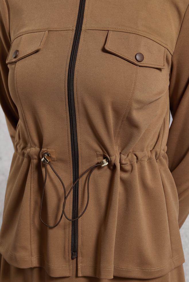 Vêtements hijab BRUN COMBINAISON DE SURVÊTEMENT À JUPE 45097 - ALVİNA