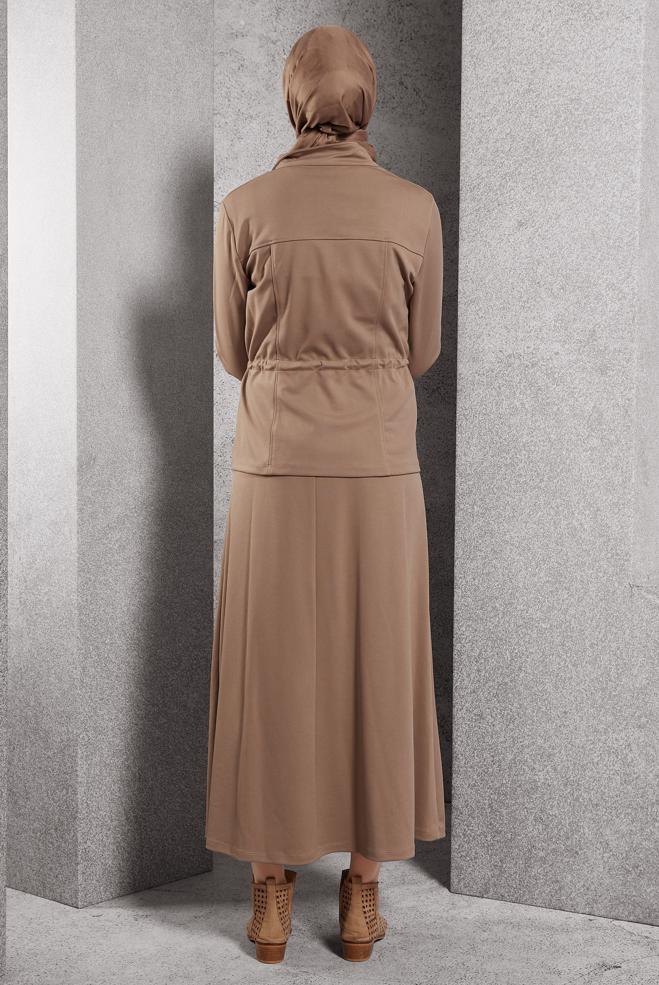 Vêtements hijab BEIGE COMBINAISON DE SURVÊTEMENT À JUPE 45097 - ALVİNA
