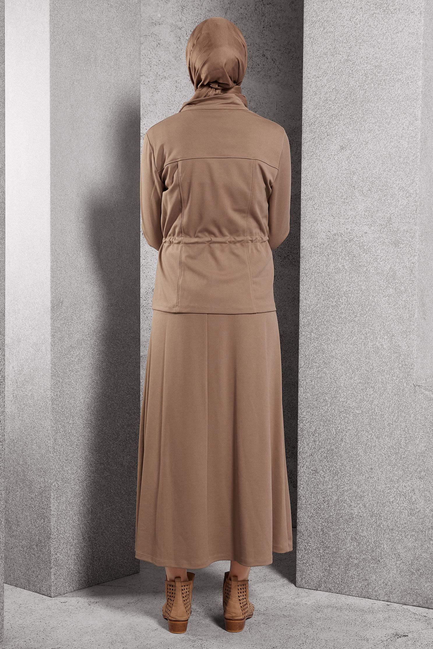 Vêtements hijab BEIGE COMBINAISON DE SURVÊTEMENT À JUPE 45097