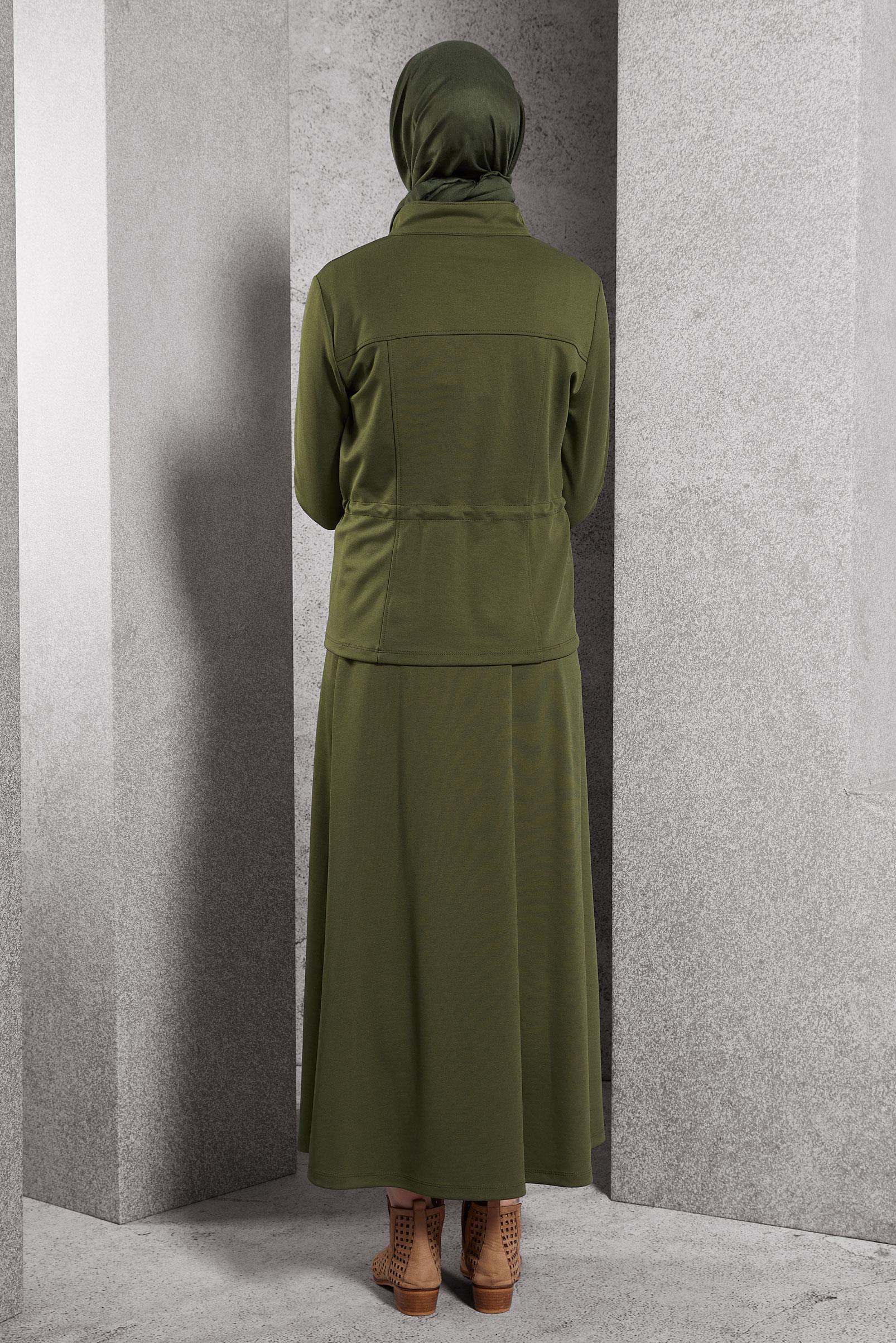 Vêtements hijab KAKI COMBINAISON DE SURVÊTEMENT À JUPE 45097
