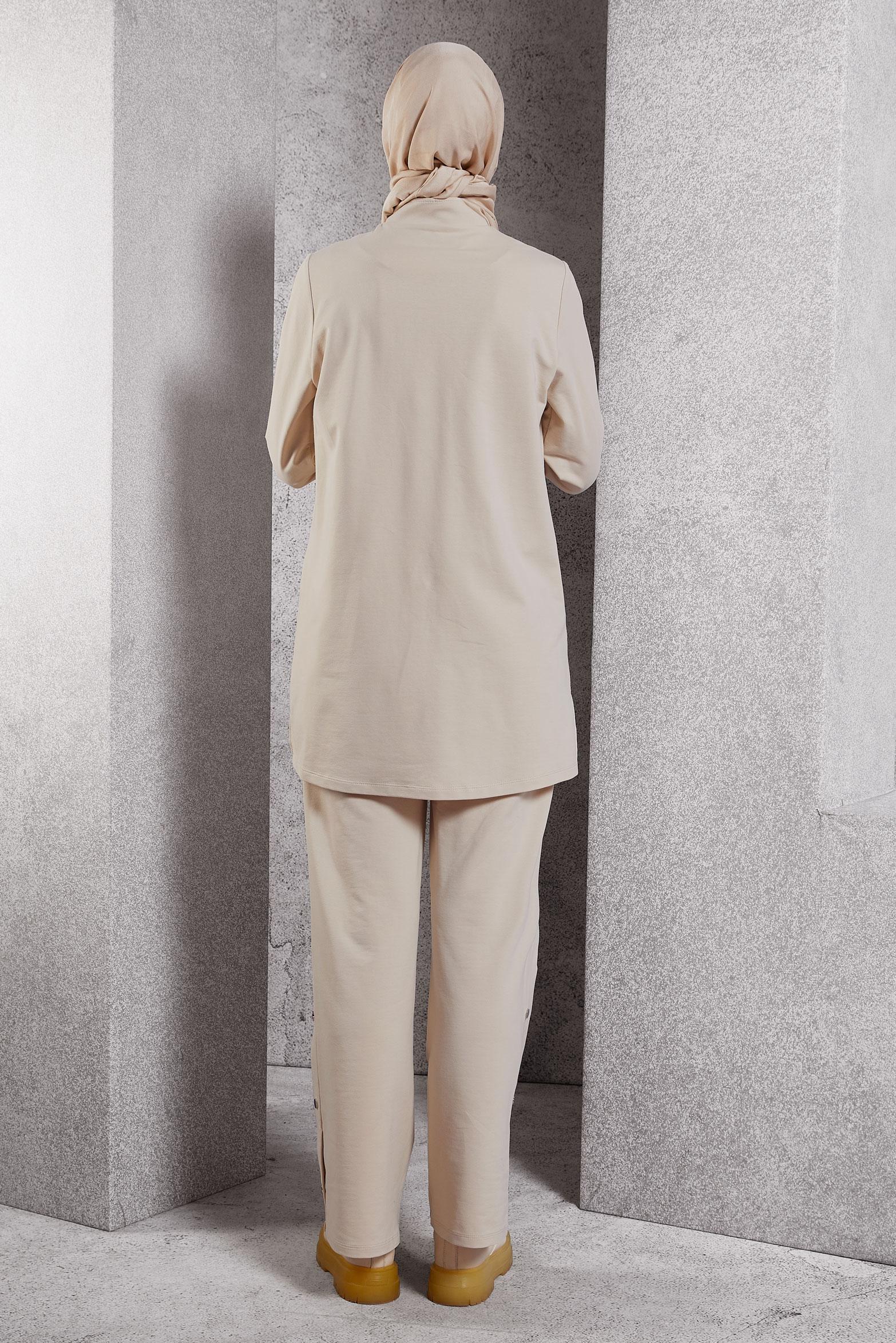 Vêtements hijab BEIGE ENSEMBLE SURVÊTEMENT AVEC PANTALON 45098