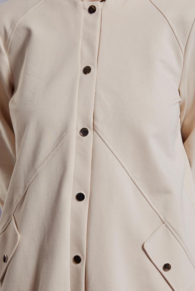 Vêtements hijab BEIGE ENSEMBLE SURVÊTEMENT AVEC PANTALON 45098 - ALVİNA