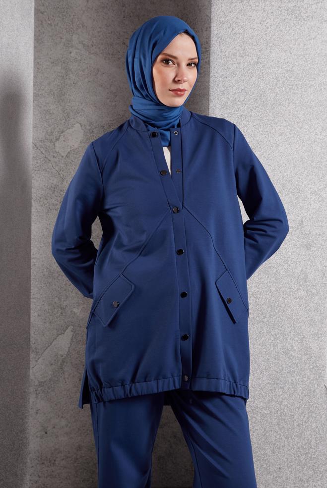 Vêtements hijab BLEU MARINE ENSEMBLE SURVÊTEMENT AVEC PANTALON 45098 - ALVİNA