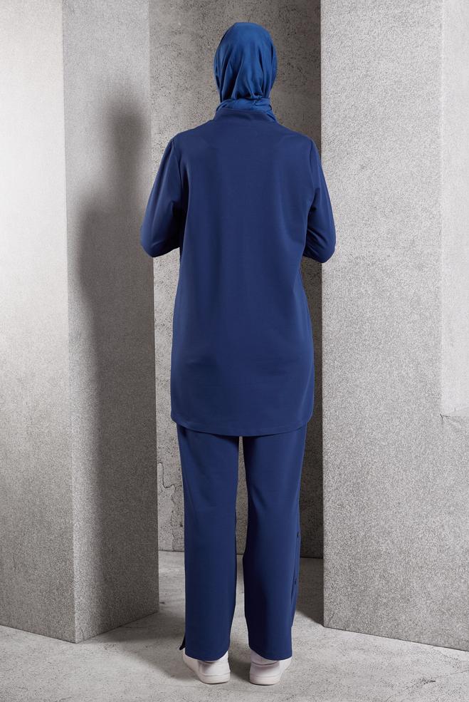 Vêtements hijab BLEU MARINE ENSEMBLE SURVÊTEMENT AVEC PANTALON 45098 - ALVİNA