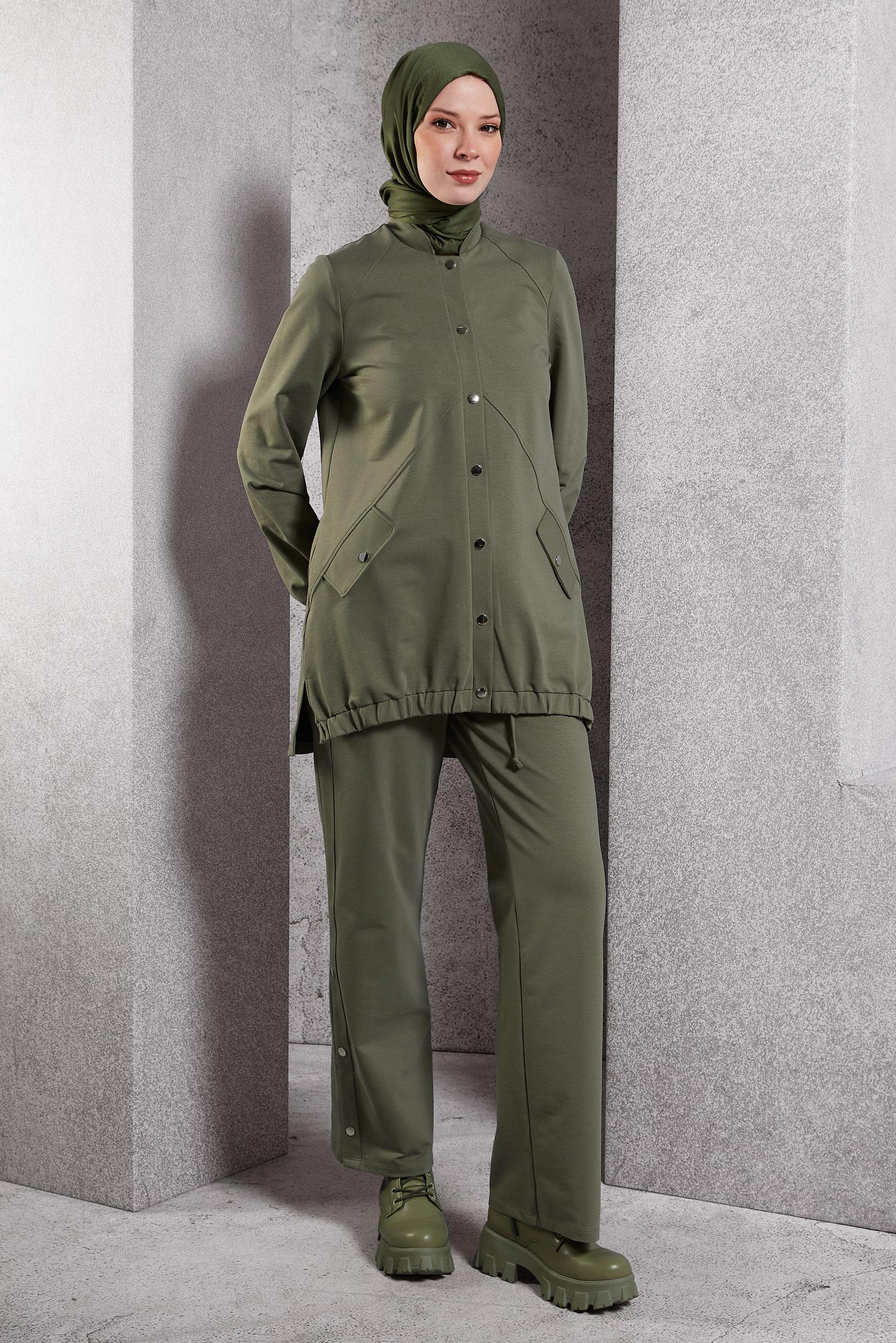 Vêtements hijab VERT ENSEMBLE SURVÊTEMENT AVEC PANTALON 45098