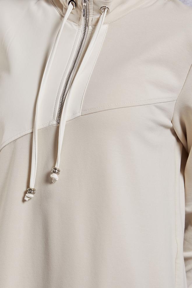 Vêtements hijab BEIGE ROBE DE SURVÊTEMENT À COL FERMÉ À GLISSIÈRE 45099 - ALVİNA