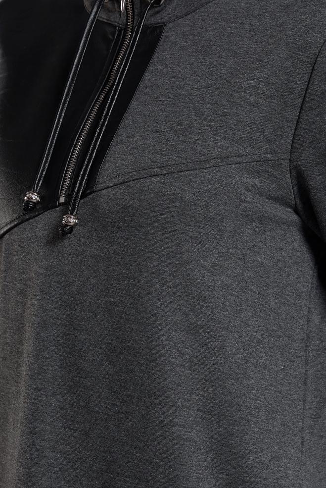 Vêtements hijab GRIS ROBE DE SURVÊTEMENT À COL FERMÉ À GLISSIÈRE 45099 - ALVİNA