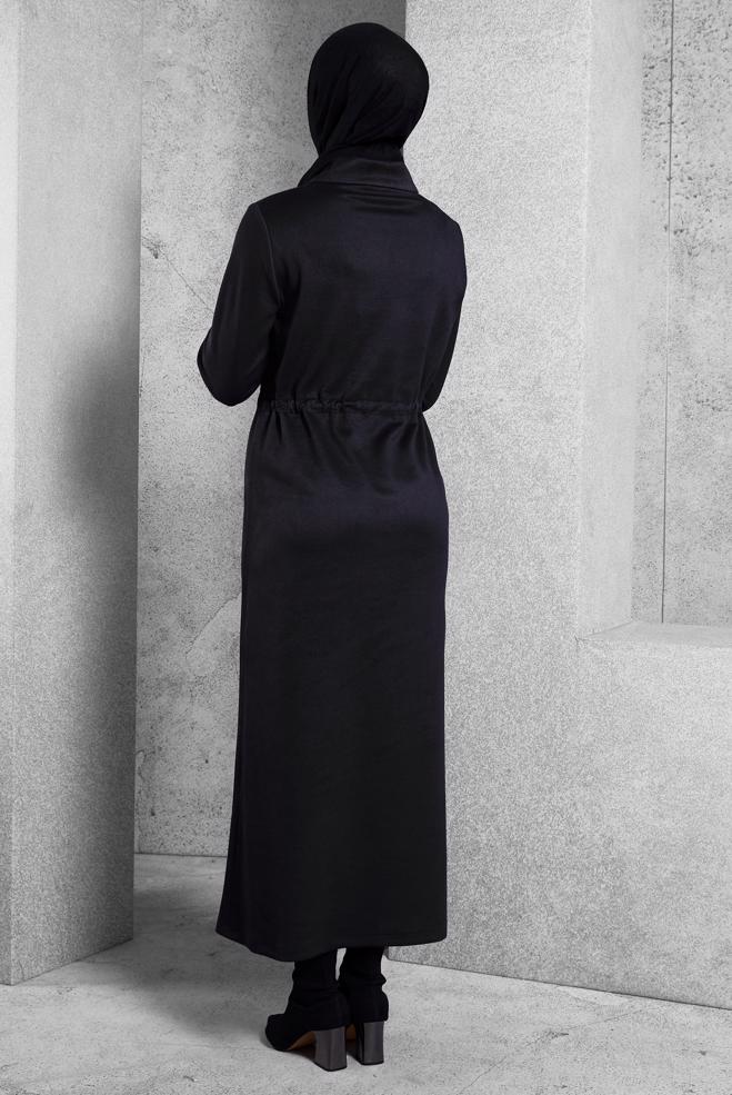 Tesettür giyim SİYAH TAŞLI EŞOFMAN ELBİSE 45107 - ALVİNA