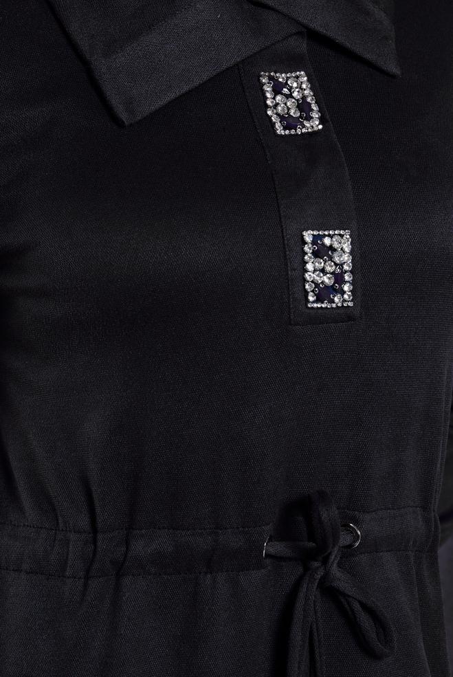 Tesettür giyim SİYAH TAŞLI EŞOFMAN ELBİSE 45107 - ALVİNA