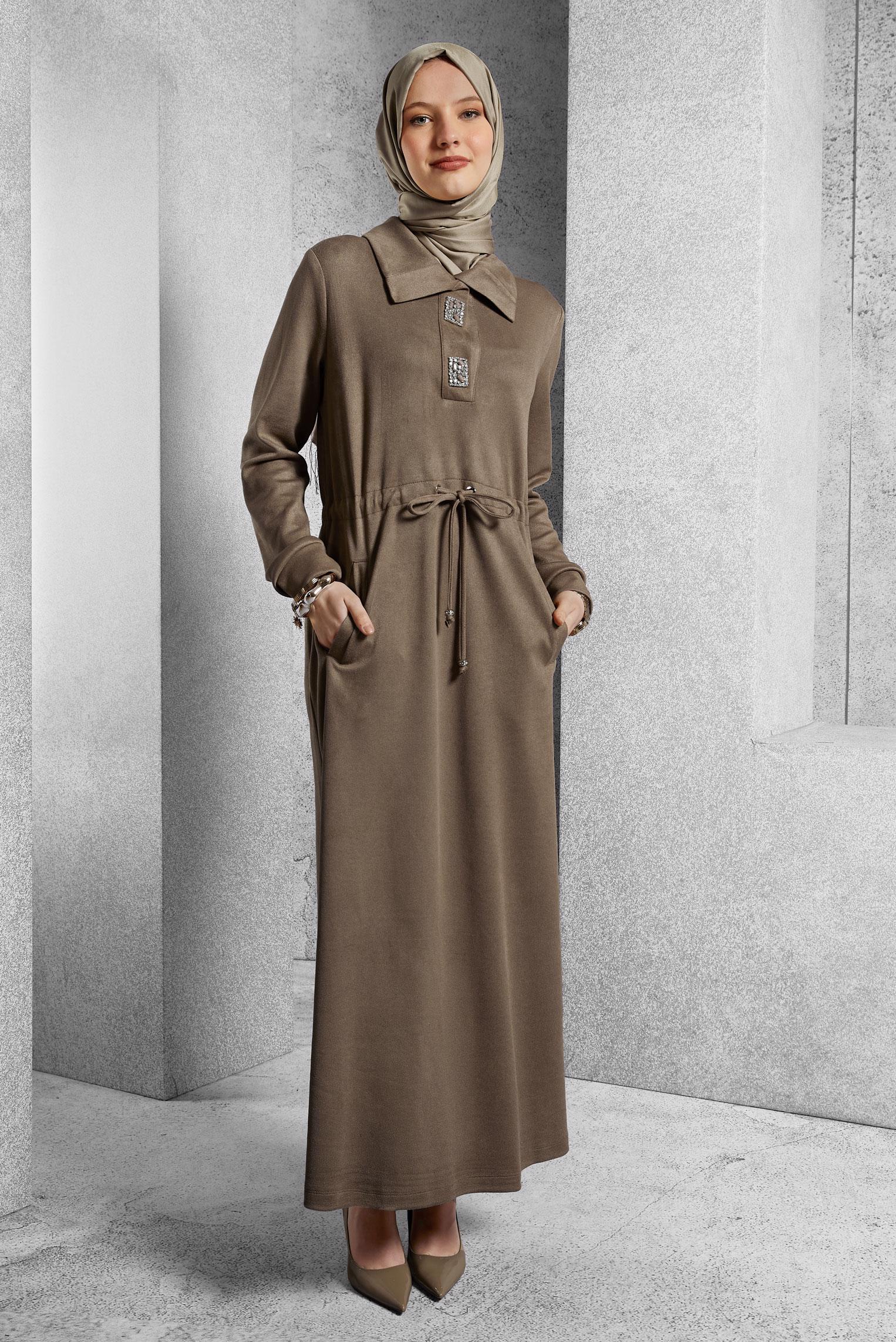 Hijab clothing MINK TRACKSUIT DRESS WITH GEM 45107