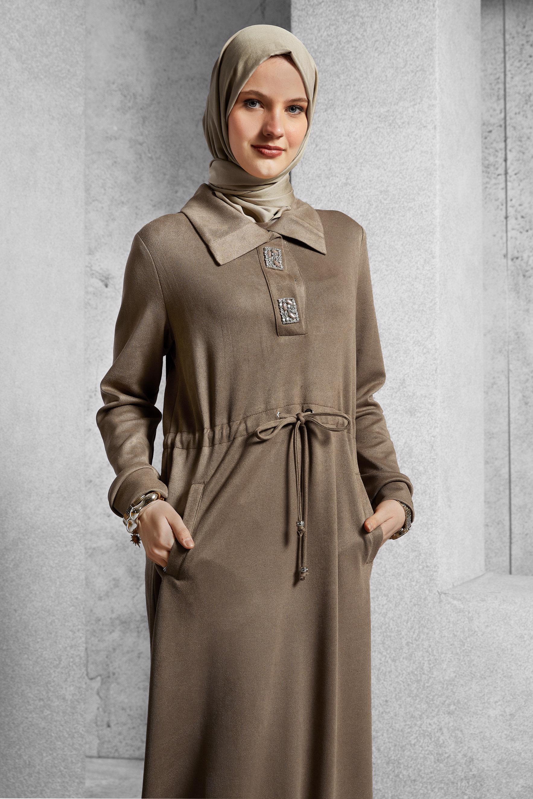 Hijab clothing MINK TRACKSUIT DRESS WITH GEM 45107