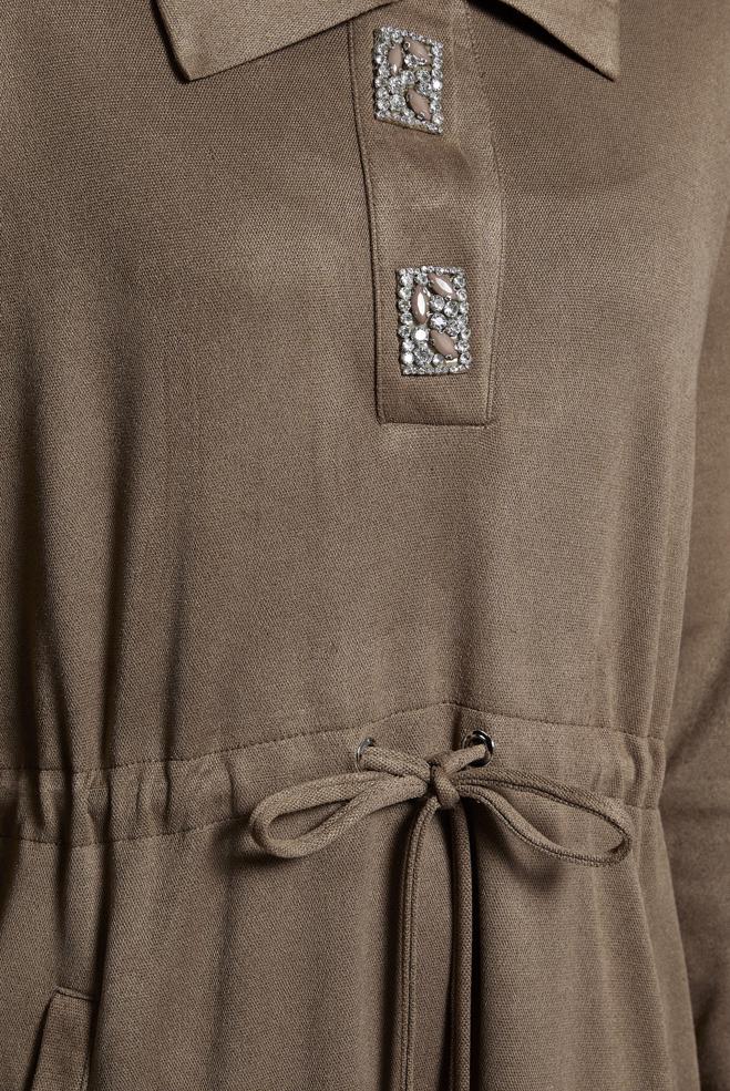 Tesettür giyim VİZON TAŞLI EŞOFMAN ELBİSE 45107 - ALVİNA